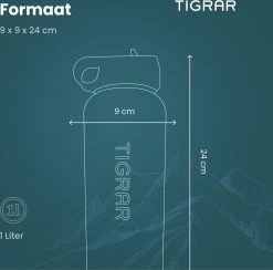 Tigrar - Waterfles - Drinkfles - Thermosfles 1 Liter Dubbelwandig - RVS - (Staal) Blauw - Incl. Extra Dop 3 Rietjes En Reiniger -Keukenbarbecue 1200x1186