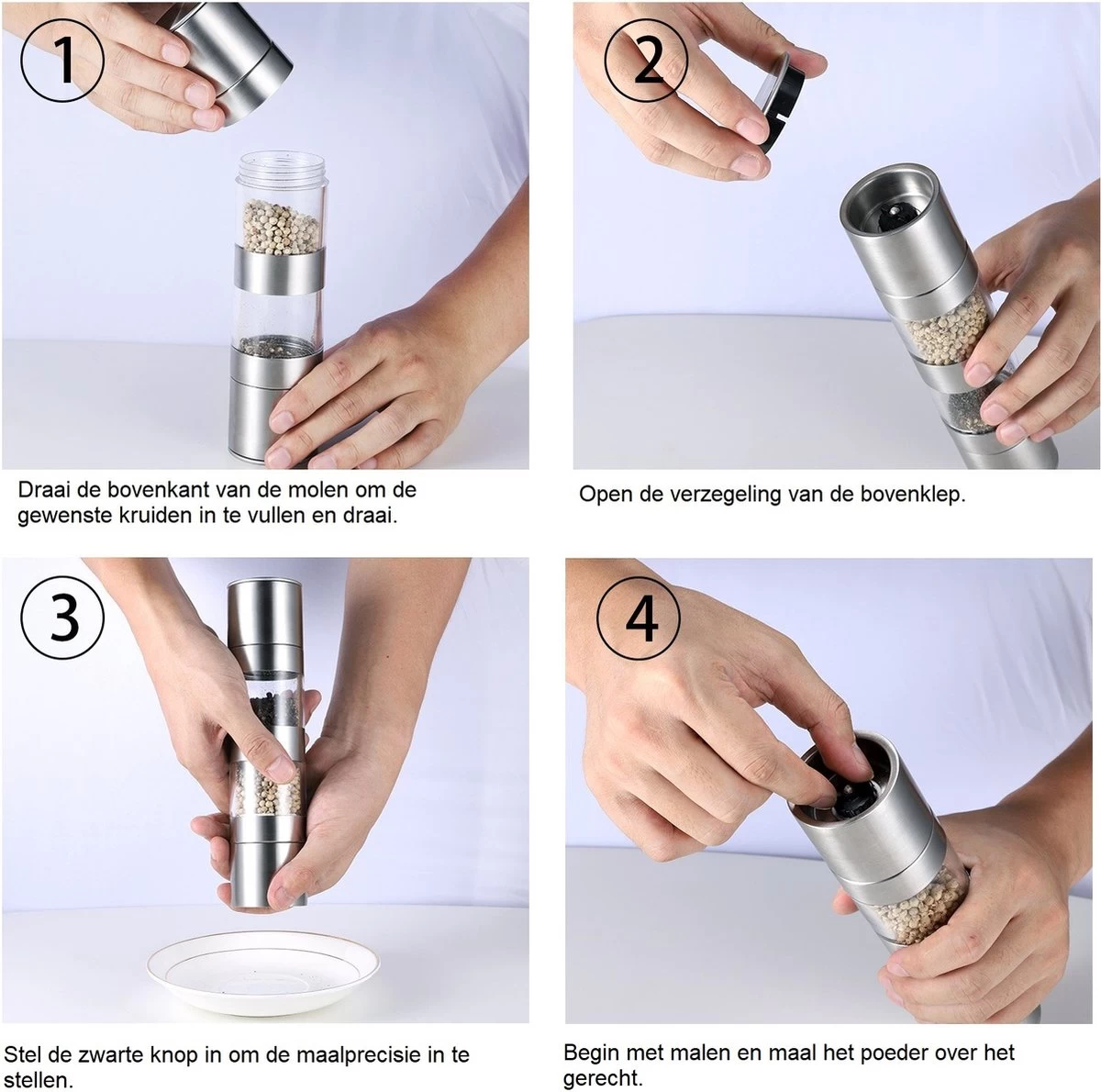 Merkloos Peper- En Zoutmolen- 2 In 1 - RVS - 22 X 5,2 Cm 10 Merkloos Peper- En Zoutmolen- 2 In 1 - RVS - 22 X 5,2 Cm - Afbeelding 8