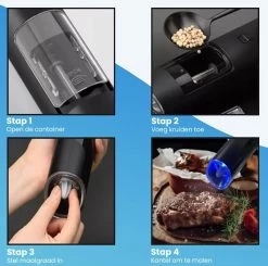 Goga Elektrische Pepermolen En Zoutmolen – Pepermolen – Zoutmolen – Verstelbaar – Zwart – Elektrisch – Kruidenmolen - Automatisch -Set Van 2 -Keukenbarbecue 1200x1191 11