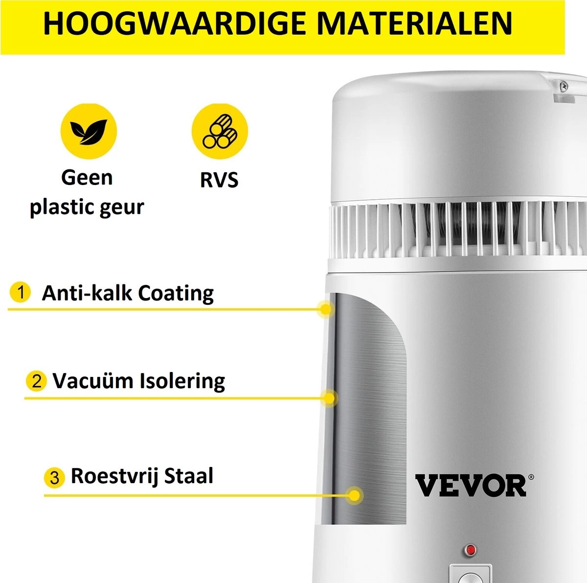 Vevor Destilleerapparaat- Destilleerketel - Water Destilleerder - 4L - Maak Zelf Gedestilleerd Water - Puur Water 4 Vevor Destilleerapparaat- Destilleerketel - Water Destilleerder - 4L - Maak Zelf Gedestilleerd Water - Puur Water - Afbeelding 2