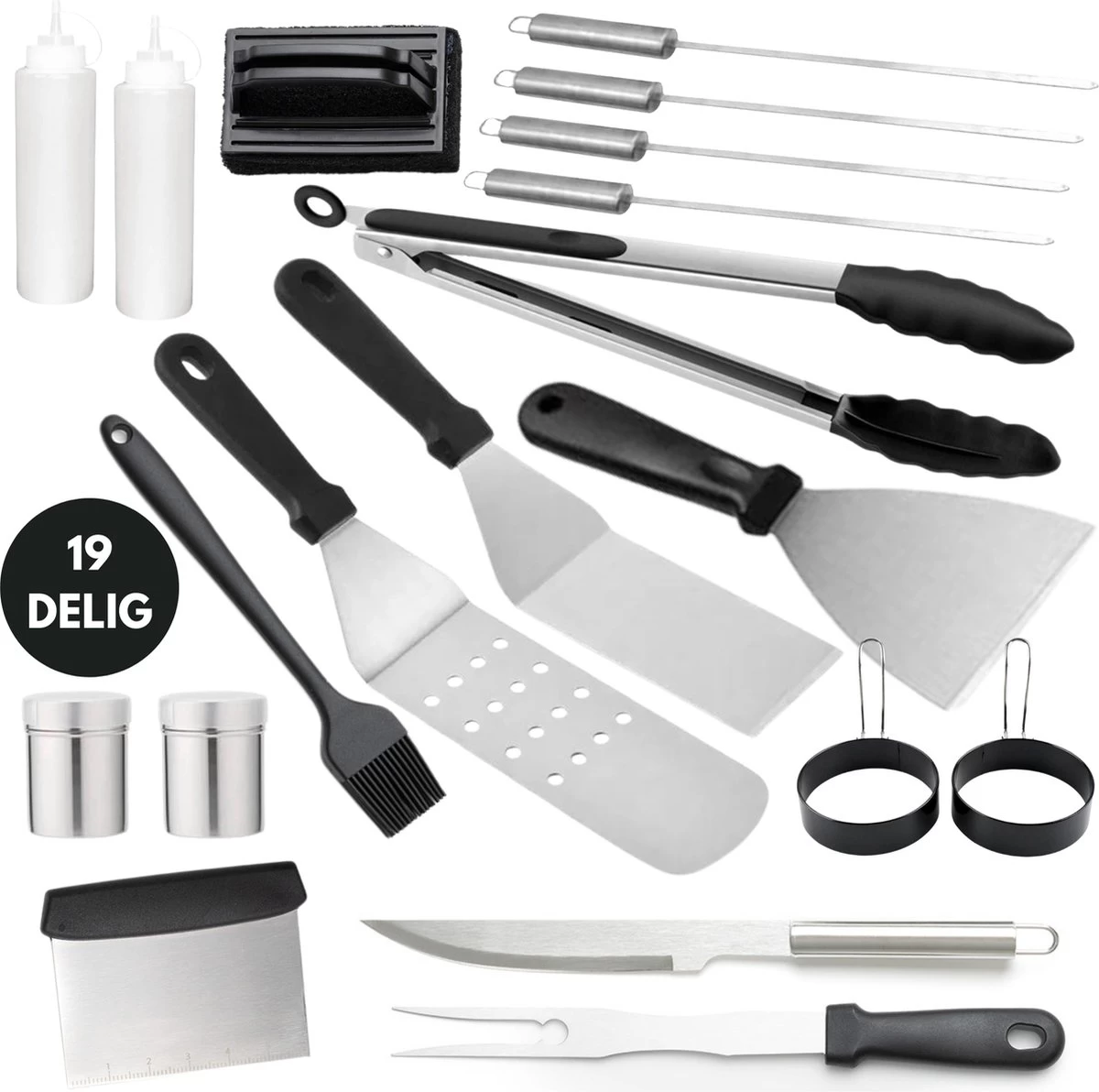 BBQ Gereedschapset - Opbergtas - BBQ Accessoires - BBQ Tang - BBQ Set - BBQ Borstel - BBQ Gereedschap - Roestvrij Staal 3 BBQ Gereedschapset - Opbergtas - BBQ Accessoires - BBQ Tang - BBQ Set - BBQ Borstel - BBQ Gereedschap - Roestvrij Staal