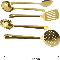 Orange85 Keukengerei Set - 5-delig - Goud - Schuimspaan - Spaghettilepel - Soeplepel - Spatel - Opscheplepel -Keukenbarbecue 1200x1194 5