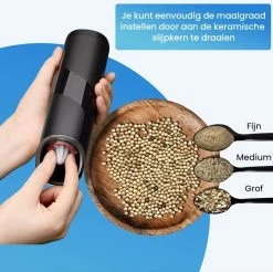 Goga Elektrische Pepermolen En Zoutmolen – Pepermolen – Zoutmolen – Verstelbaar – Zwart – Elektrisch – Kruidenmolen - Automatisch -Set Van 2 -Keukenbarbecue 1200x1195 5