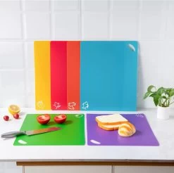 De Millennials Duurzame Snijplanken Set 6 Stuks - Rood - Blauw - Geel - Groen - Paars- Orange- Decoratie - Hittebestendig - Makkelijk Schoon - Herbruikbare - Keukenaccessoires - Cadeau- Vaatwasserbestendig - Koken - Vlees - Groenten - Vis - Brood -Keukenbarbecue 1200x1196 3