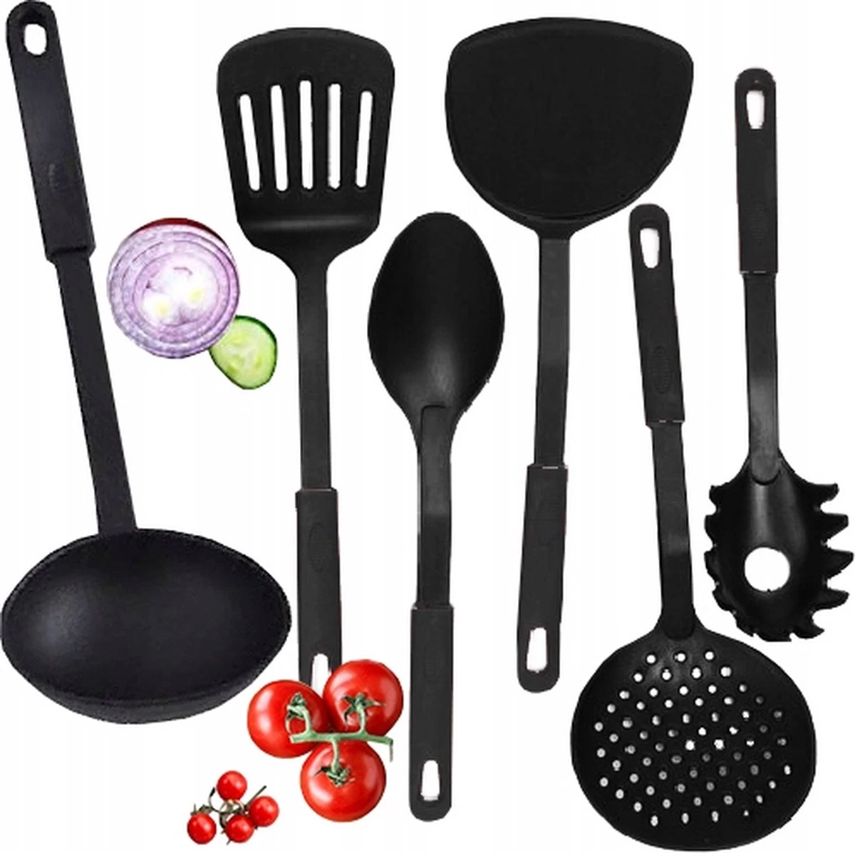 Merkloos Keukengerei Set - 6 Delig - Zwart - Kunststof - 31 Cm - Spatel - Soeplepel - Pollepel - Sauslepel - Schuimspaan - Pastalepel - Krasvrij - Keuken Accessoires - Uitzet Cadeau - Kookgerei 3 Merkloos Keukengerei Set - 6 Delig - Zwart - Kunststof - 31 Cm - Spatel - Soeplepel - Pollepel - Sauslepel - Schuimspaan - Pastalepel - Krasvrij - Keuken Accessoires - Uitzet Cadeau - Kookgerei
