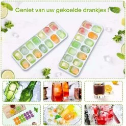 Ijsblokjesvorm- Ijsblokjesvormen- Ijsblokjesvorm Met Deksel- 4 Stuks - Silicone Onderkant- BPA Vrij- 56 Ijsblokjes- Gratis Cocktail E-book- Cocktail Ijsblokjes -Keukenbarbecue 1200x1198 13