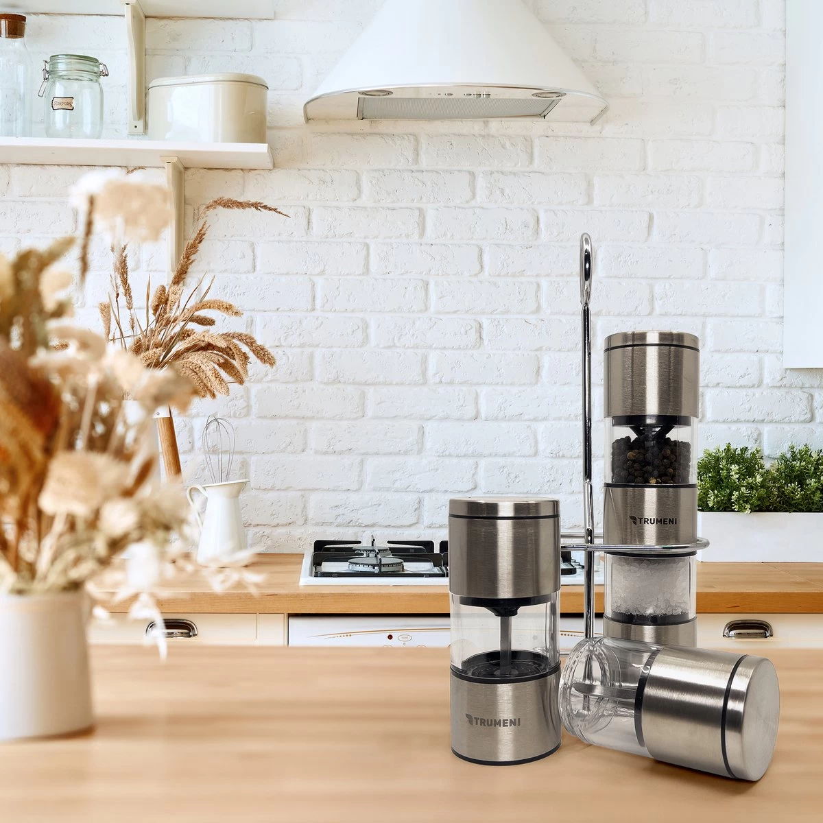 TRUMENI Dubbelzijdige Peper En Zoutmolen Set Inclusief Houder - Handmatige Pepermolen Met Instelbare Maalgraad - 2 Stuks Kruidenmolens 10 TRUMENI Dubbelzijdige Peper En Zoutmolen Set Inclusief Houder - Handmatige Pepermolen Met Instelbare Maalgraad - 2 Stuks Kruidenmolens - Afbeelding 8