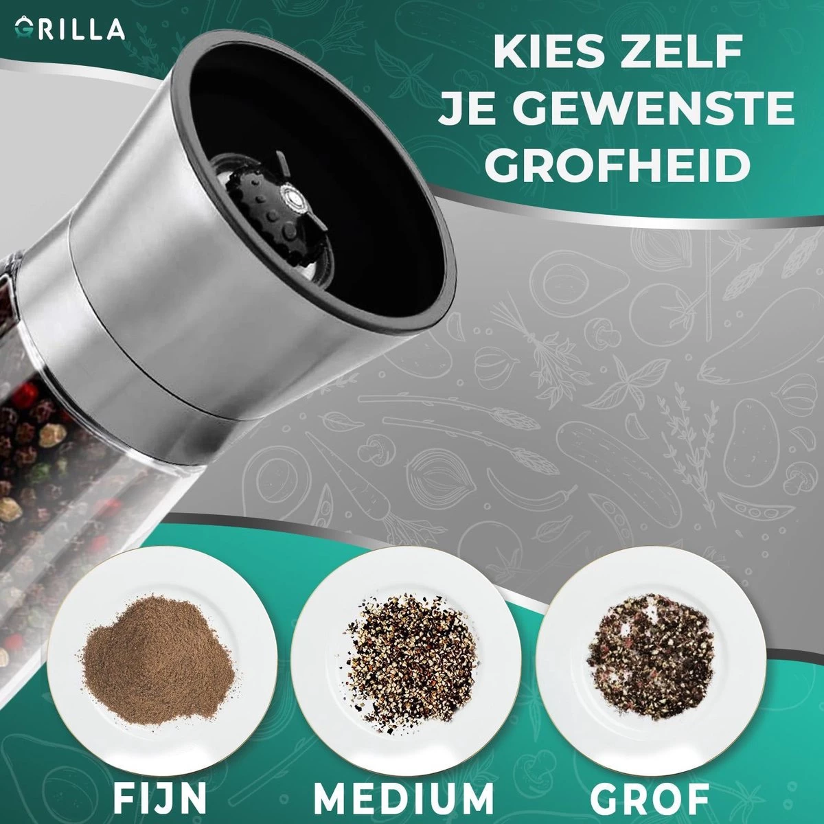 Peper En Zoutmolen Set - RVS Zout En Peperstel - Zoutvaatje En Pepermolen - 2 In 1 5 Peper En Zoutmolen Set - RVS Zout En Peperstel - Zoutvaatje En Pepermolen - 2 In 1 - Afbeelding 3