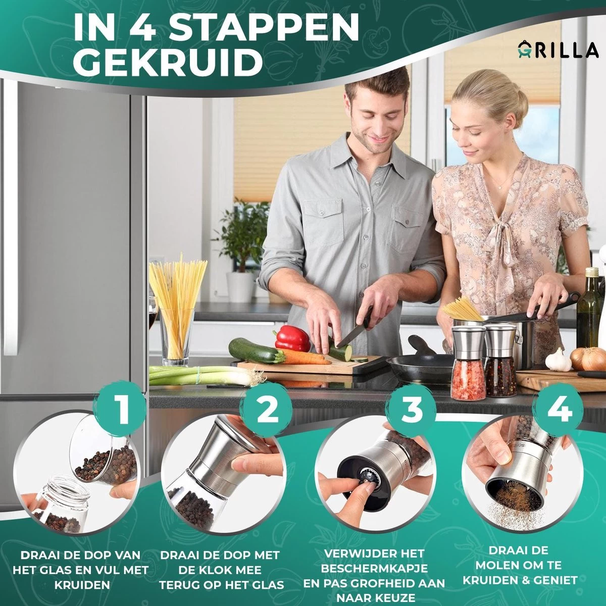 Peper En Zoutmolen Set - RVS Zout En Peperstel - Zoutvaatje En Pepermolen - 2 In 1 9 Peper En Zoutmolen Set - RVS Zout En Peperstel - Zoutvaatje En Pepermolen - 2 In 1 - Afbeelding 7