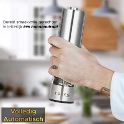 Toivo Kitchen Elektrische Zout En Pepermolen 2 Stuks - Incl. 8 AA Batterijen - Zilver - Verstelbare Maalgraad - Keukengerei - Kruidenmolen - Peper- En Zoutstel -Keukenbarbecue 1200x1200 1111