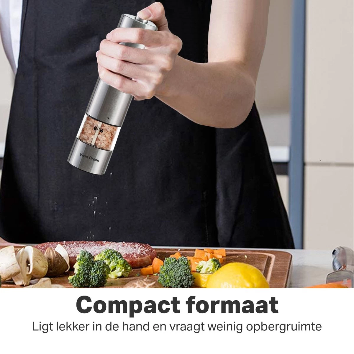 Vivid Green Elektrische Peper En Zoutmolen Set - Zoutstellen - Zoutmolen - Kruidenmolen - Zout En Pepermolen Set - Incl. Houder - RVS 6 Vivid Green Elektrische Peper En Zoutmolen Set - Zoutstellen - Zoutmolen - Kruidenmolen - Zout En Pepermolen Set - Incl. Houder - RVS - Afbeelding 4