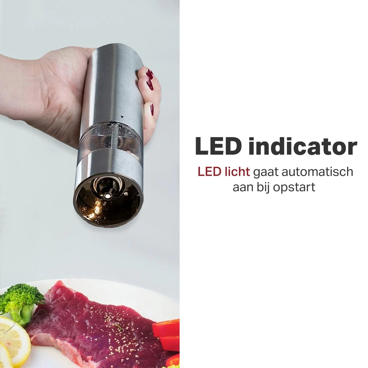 Vivid Green Elektrische Peper En Zoutmolen Set - Zoutstellen - Zoutmolen - Kruidenmolen - Zout En Pepermolen Set - Incl. Houder - RVS 7 Vivid Green Elektrische Peper En Zoutmolen Set - Zoutstellen - Zoutmolen - Kruidenmolen - Zout En Pepermolen Set - Incl. Houder - RVS - Afbeelding 5