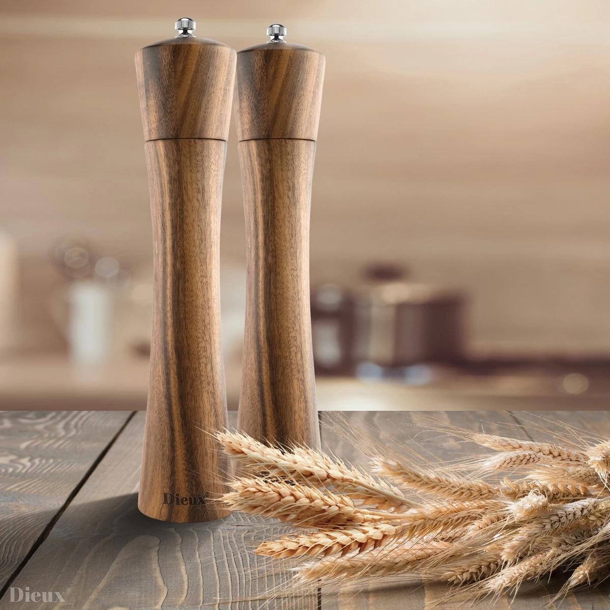 Dieux® - Peper En Zoutmolen Set - 27CM - Zout Peper Kruiden - 2 Stuks - Acacia Hout - Instelbare Maalgraad - Duurzaam - Luxe Kwaliteit - Hervulbaar - Pepermolen - Zoutmolen - Barbecue - BBQ Accesoires - Pasen 6 Dieux® - Peper En Zoutmolen Set - 27CM - Zout Peper Kruiden - 2 Stuks - Acacia Hout - Instelbare Maalgraad - Duurzaam - Luxe Kwaliteit - Hervulbaar - Pepermolen - Zoutmolen - Barbecue - BBQ Accesoires - Pasen - Afbeelding 4