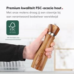 Deleca Peper En Zoutmolen Set - Handmatig Design - Pepermolen - Incl. Geschenkdoos - Premium FSC Acacia Hout - 20 Cm -Keukenbarbecue 1200x1200 1137