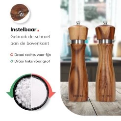 Deleca Peper En Zoutmolen Set - Handmatig Design - Pepermolen - Incl. Geschenkdoos - Premium FSC Acacia Hout - 20 Cm -Keukenbarbecue 1200x1200 1138