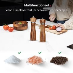 Deleca Peper En Zoutmolen Set - Handmatig Design - Pepermolen - Incl. Geschenkdoos - Premium FSC Acacia Hout - 20 Cm -Keukenbarbecue 1200x1200 1140