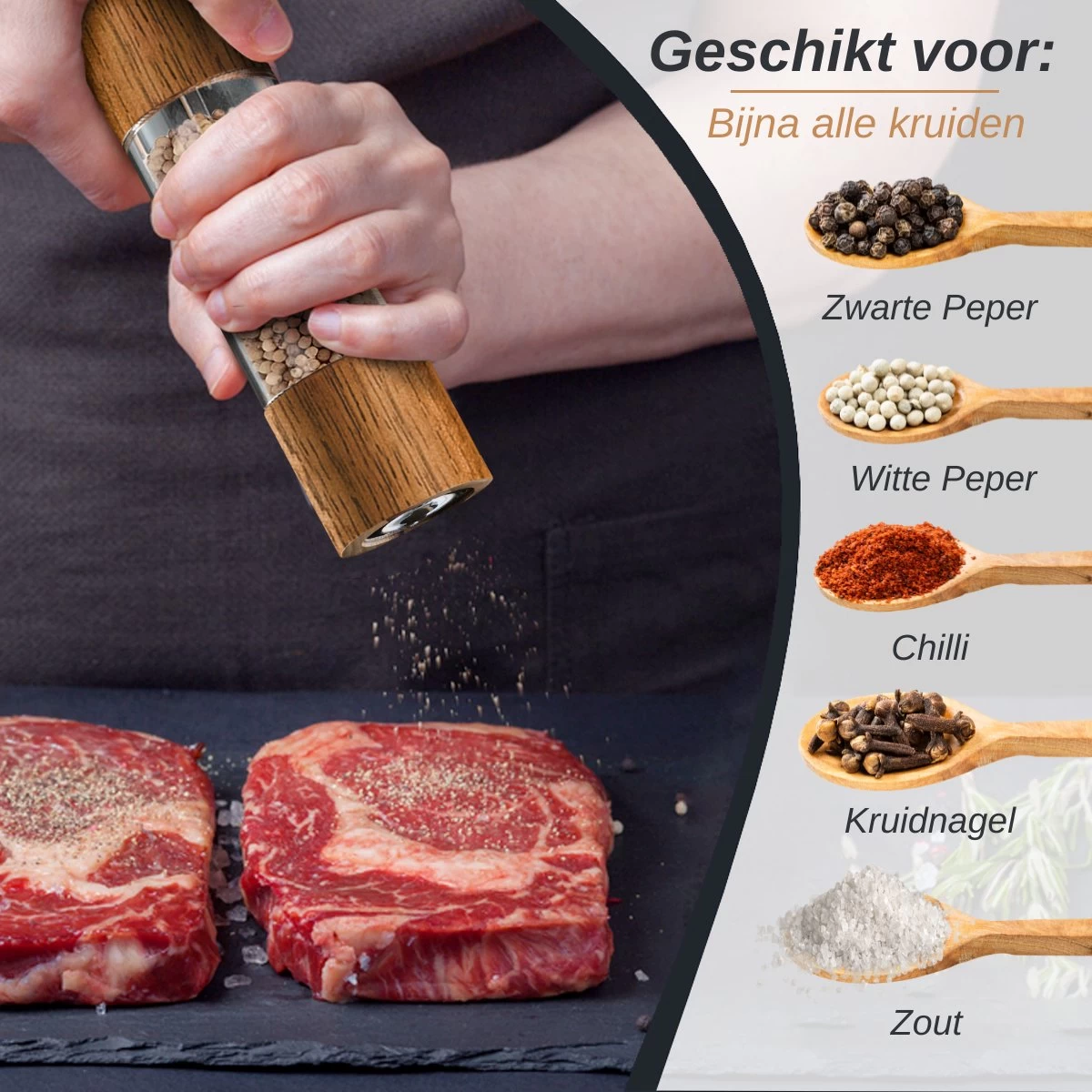 VAIVE Peper En Zoutmolen Set - Pepermolen 8 VAIVE Peper En Zoutmolen Set - Pepermolen - Afbeelding 6