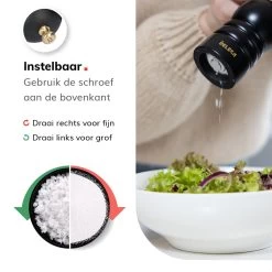 Deleca Luxe Peper En Zoutmolen Set - Met Geschenkdoos - Zout / Pepermolen - Rubberhout - Zwart & Goud -Keukenbarbecue 1200x1200 1169