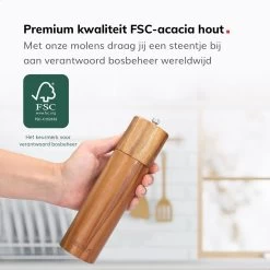 Deleca Luxe Peper En Zoutmolen Set - Zout / Pepermolen - Handmatig - Met Navul Lepel & Geschenkdoos - Acacia Hout - Rond -Keukenbarbecue 1200x1200 1177