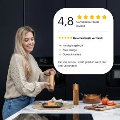 Deleca Luxe Peper En Zoutmolen Set - Zout / Pepermolen - Handmatig - Met Navul Lepel & Geschenkdoos - Acacia Hout - Rond -Keukenbarbecue 1200x1200 1185