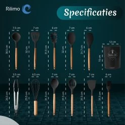 Keukengerei Set Met Houder - Kookgerei Set Spatel Pot - Keukengerei Keukenset - 12 Delige Zwart Hout -Keukenbarbecue 1200x1200 1266