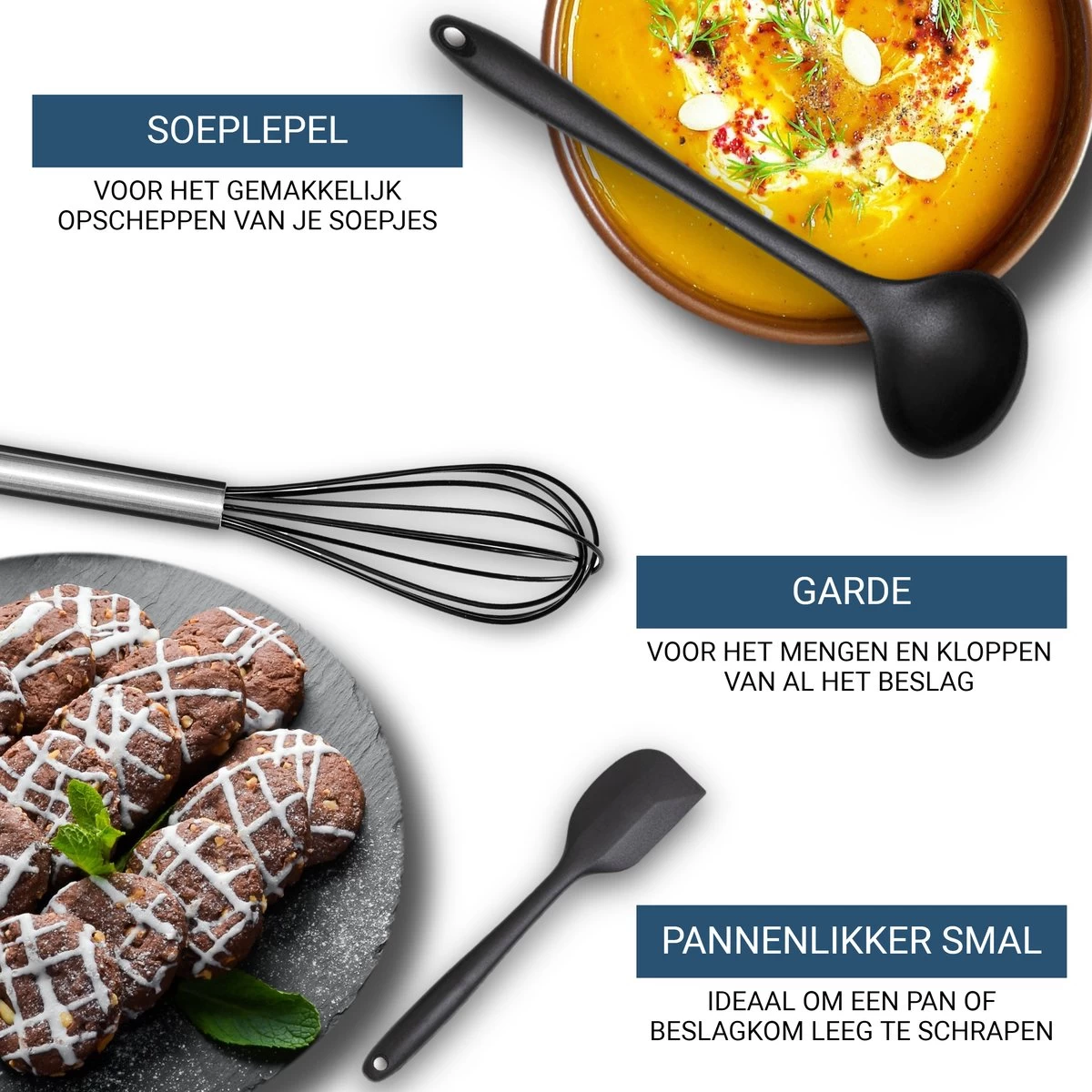 Keukengerei Set 11 Delig - Hittebestendig / BPA Vrij / Siliconen - Kookgerei Met Houder 8 Keukengerei Set 11 Delig - Hittebestendig / BPA Vrij / Siliconen - Kookgerei Met Houder - Afbeelding 6