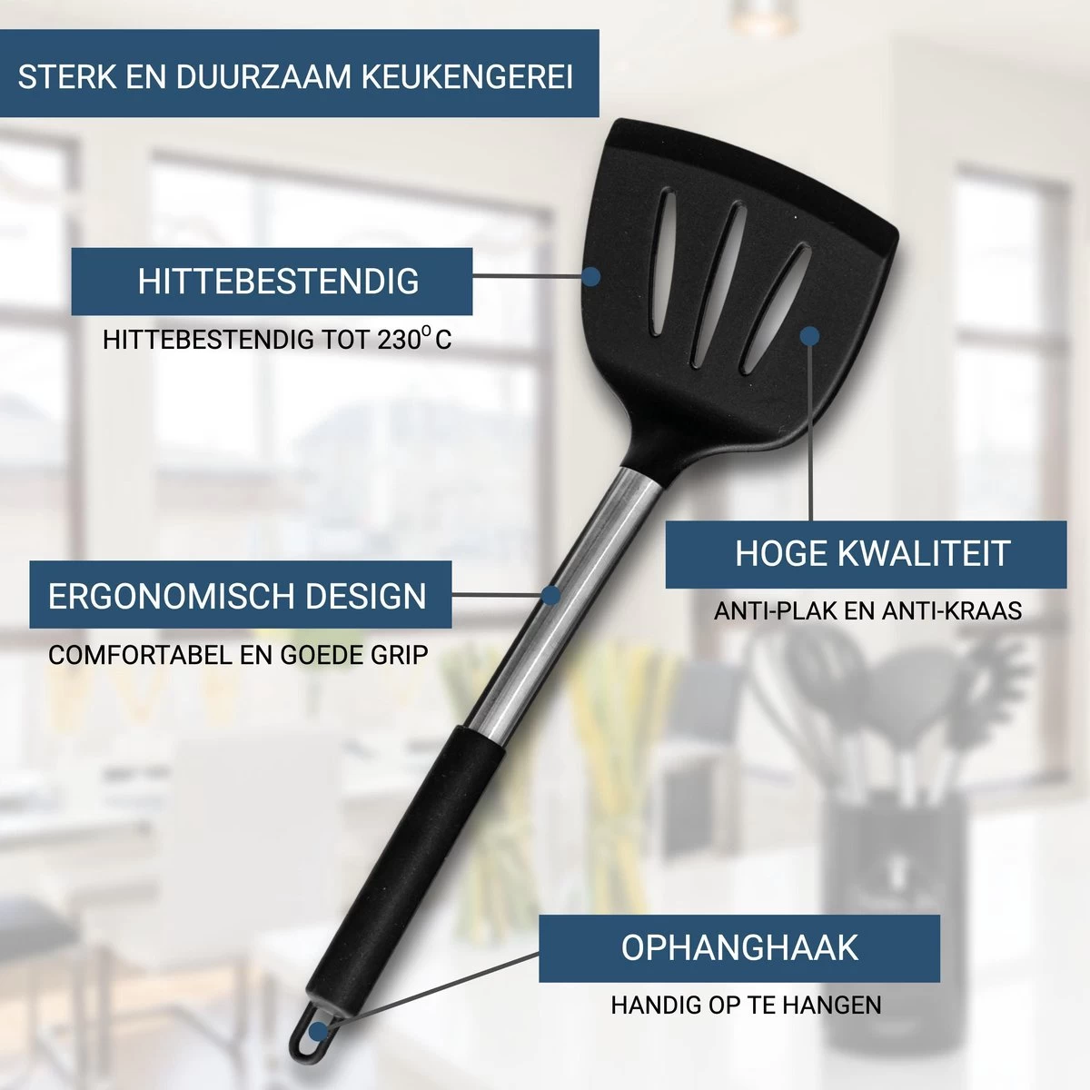 Keukengerei Set Met Houder 14 Delig - Hittebestendig / BPA Vrij / Siliconen - Keuken Gerei - Keukenset 7 Keukengerei Set Met Houder 14 Delig - Hittebestendig / BPA Vrij / Siliconen - Keuken Gerei - Keukenset - Afbeelding 5