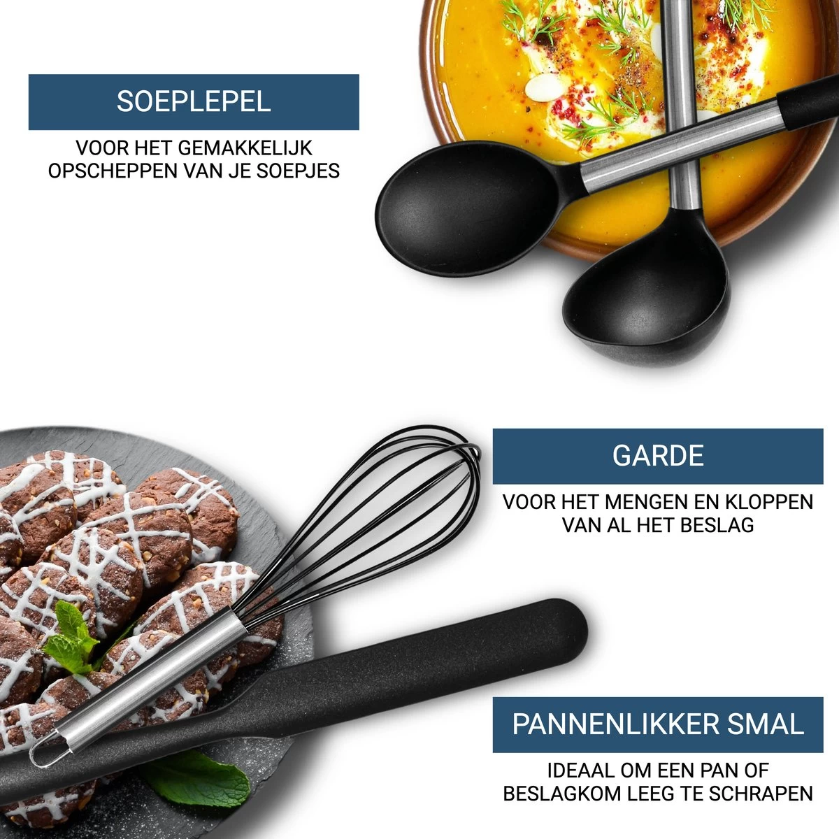 Keukengerei Set Met Houder 14 Delig - Hittebestendig / BPA Vrij / Siliconen - Keuken Gerei - Keukenset 8 Keukengerei Set Met Houder 14 Delig - Hittebestendig / BPA Vrij / Siliconen - Keuken Gerei - Keukenset - Afbeelding 6