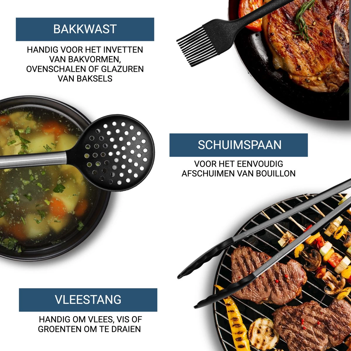 Keukengerei Set Met Houder 14 Delig - Hittebestendig / BPA Vrij / Siliconen - Keuken Gerei - Keukenset 9 Keukengerei Set Met Houder 14 Delig - Hittebestendig / BPA Vrij / Siliconen - Keuken Gerei - Keukenset - Afbeelding 7