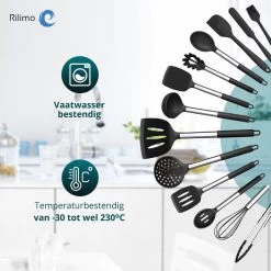 Keukengerei Set Met Houder - Kookgerei Set Spatel Pot - Keukengerei Keukenset - 15 Delige Zwart Rvs -Keukenbarbecue 1200x1200 1343