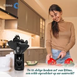 Keukengerei Set Met Houder - Kookgerei Set Spatel Pot - Keukengerei Keukenset - 15 Delige Zwart Rvs -Keukenbarbecue 1200x1200 1344