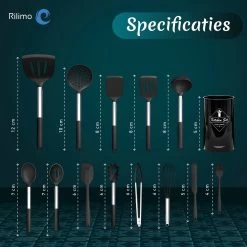 Keukengerei Set Met Houder - Kookgerei Set Spatel Pot - Keukengerei Keukenset - 15 Delige Zwart Rvs -Keukenbarbecue 1200x1200 1347