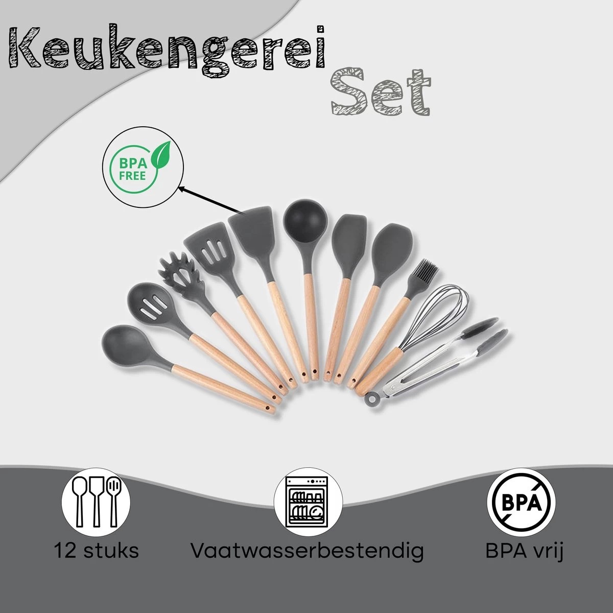 Proudproducts – Keukengerei Set – Kookgerei – Keukengerei – Siliconen – 12 - Delig – BPA Vrij 5 Proudproducts – Keukengerei Set – Kookgerei – Keukengerei – Siliconen – 12 - Delig – BPA Vrij - Afbeelding 3
