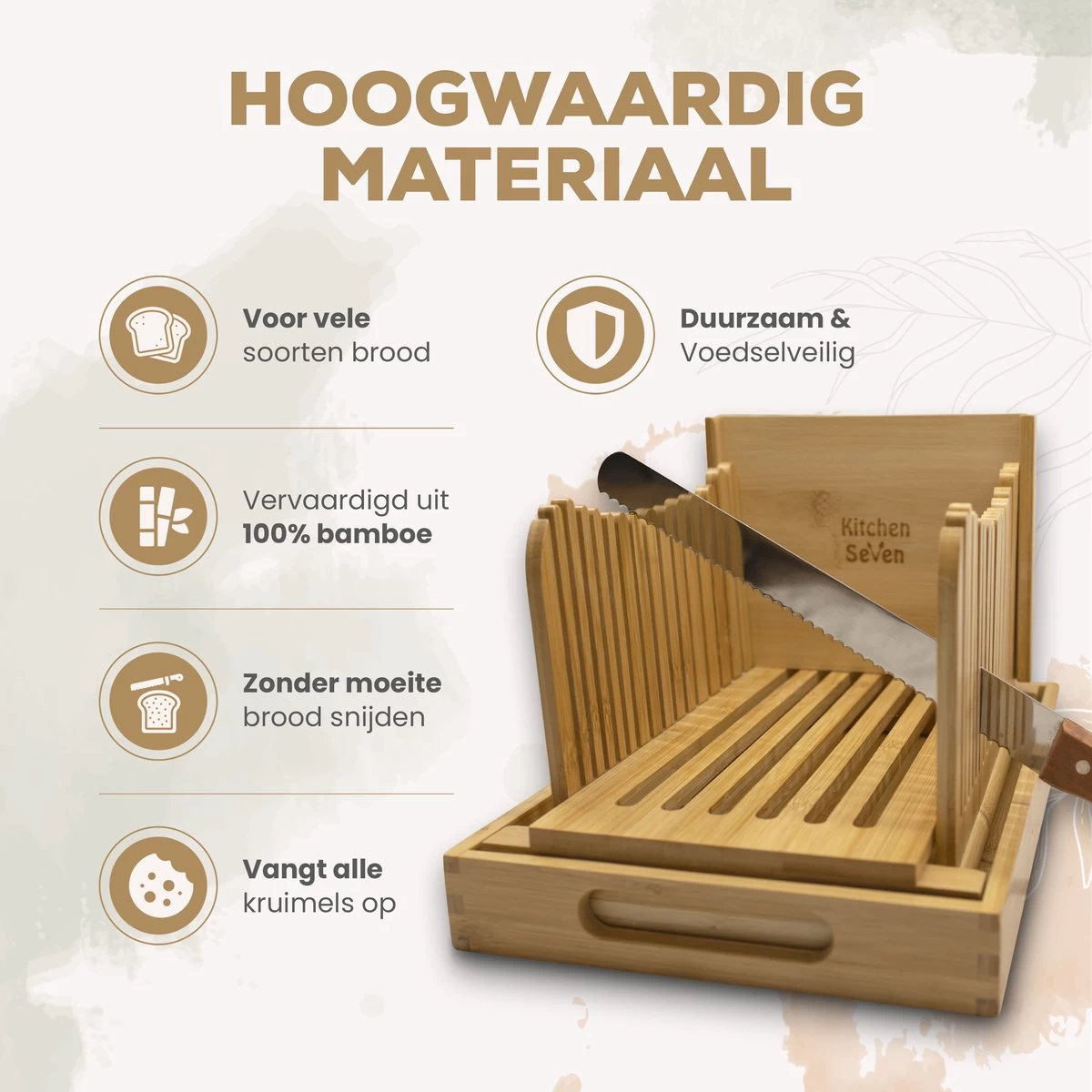 Merkloos Kitchen Seven, Broodsnijder Hulpmiddel, Bamboe Broodplank, Brood Snijden Handmatig, Inclusief Gratis Broodmes 4 Merkloos Kitchen Seven, Broodsnijder Hulpmiddel, Bamboe Broodplank, Brood Snijden Handmatig, Inclusief Gratis Broodmes - Afbeelding 2