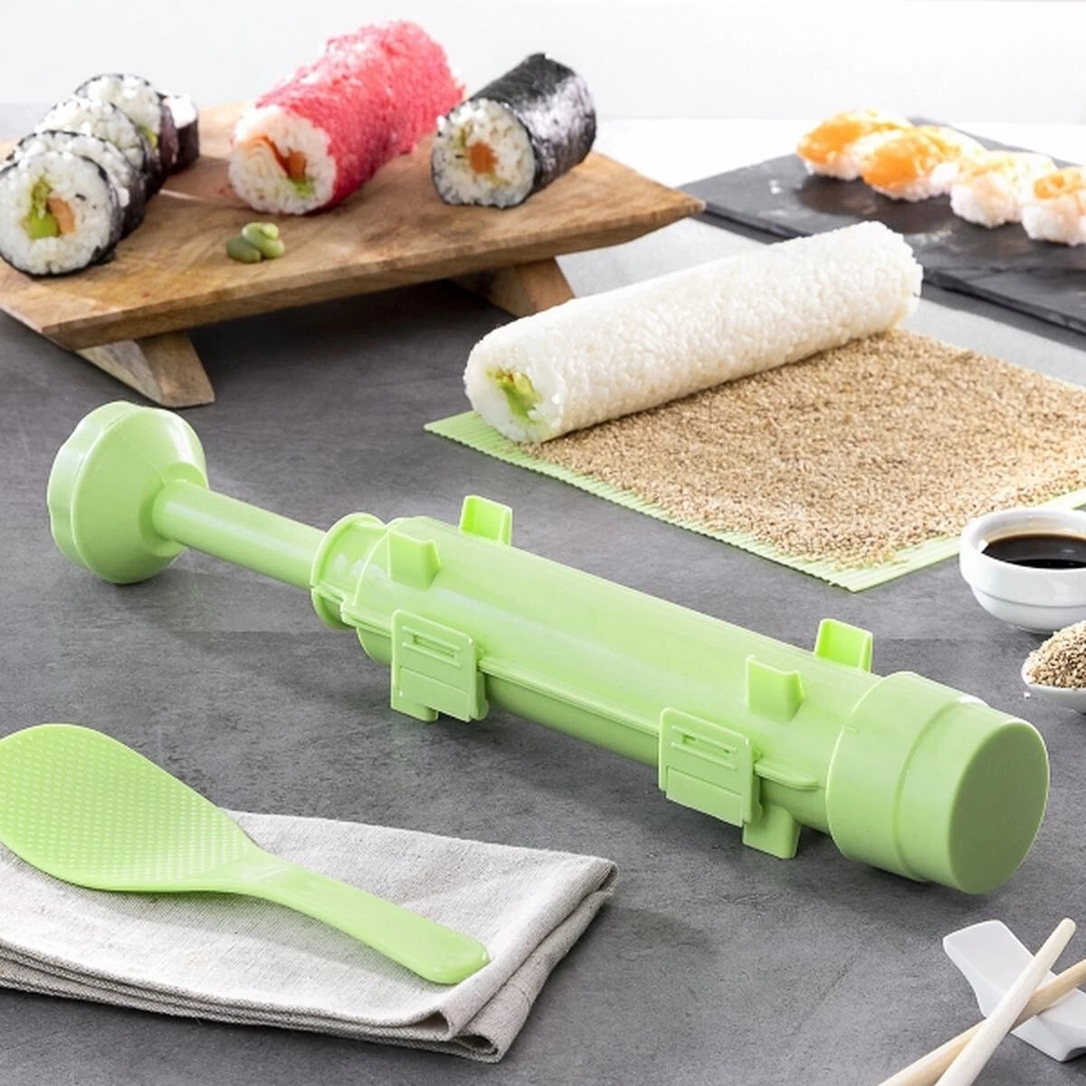Fabula Sushi Bazooka 3 Delig - Sushi Maker - Sushi Kit - Inclusief Recepten 7 Fabula Sushi Bazooka 3 Delig - Sushi Maker - Sushi Kit - Inclusief Recepten - Afbeelding 5