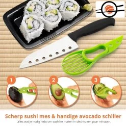 XXL Sushi Set - Sushi Maken- Sushi Maker - Milieuvriendelijk - Sushi Bazooka Kit - Inclusief Online Sushi Kookboek En Avocado Snijder - Wit -Keukenbarbecue 1200x1200 1483