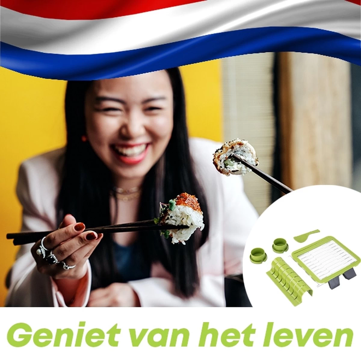 YUGN Sushi Set Sushi Kit Sushi Maker - 7 Delig Met Sushi Mat - Sushi Maken Met Heerlijke Sushi Recepten - Cadeau Tip 9 YUGN Sushi Set Sushi Kit Sushi Maker - 7 Delig Met Sushi Mat - Sushi Maken Met Heerlijke Sushi Recepten - Cadeau Tip - Afbeelding 7