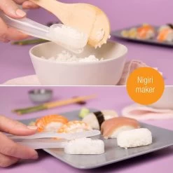 Amazy Sushi Set | Sushi Maker Set Voor Beginners Incl. Bamboe Sushi Roll Matje, Rijstlepel, Sushi Maker En Eetstokjes Met Dienblad - Eenvoudig Te Gebruiken Voor Beginners En Professionals -Keukenbarbecue 1200x1200 1505