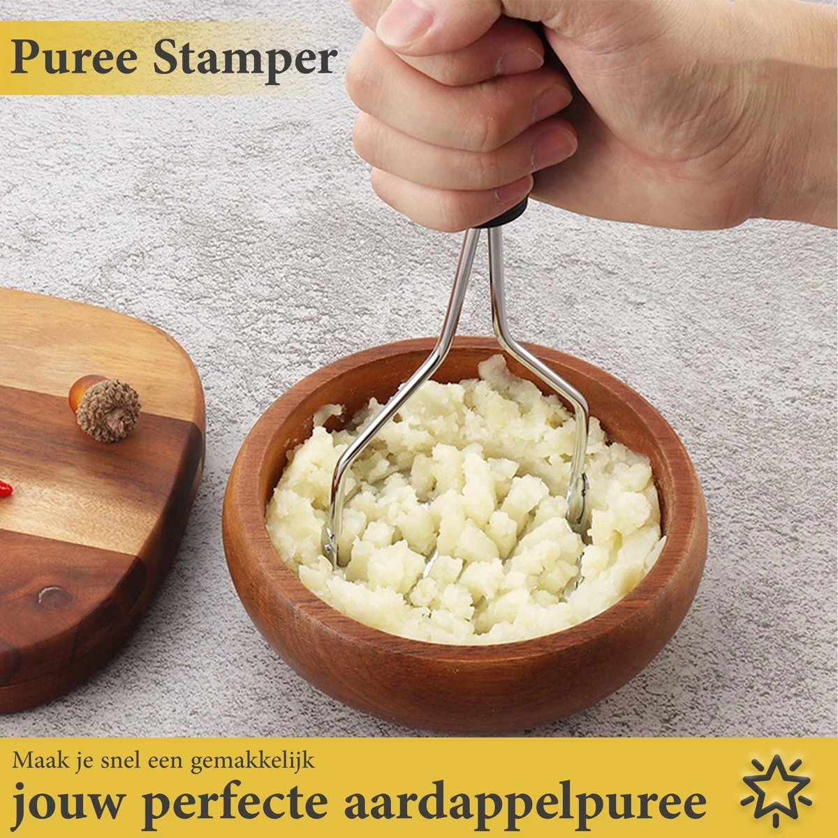 ProudProducts - Aardappelstamper – Pureestamper - RVS 4 ProudProducts - Aardappelstamper – Pureestamper - RVS - Afbeelding 2