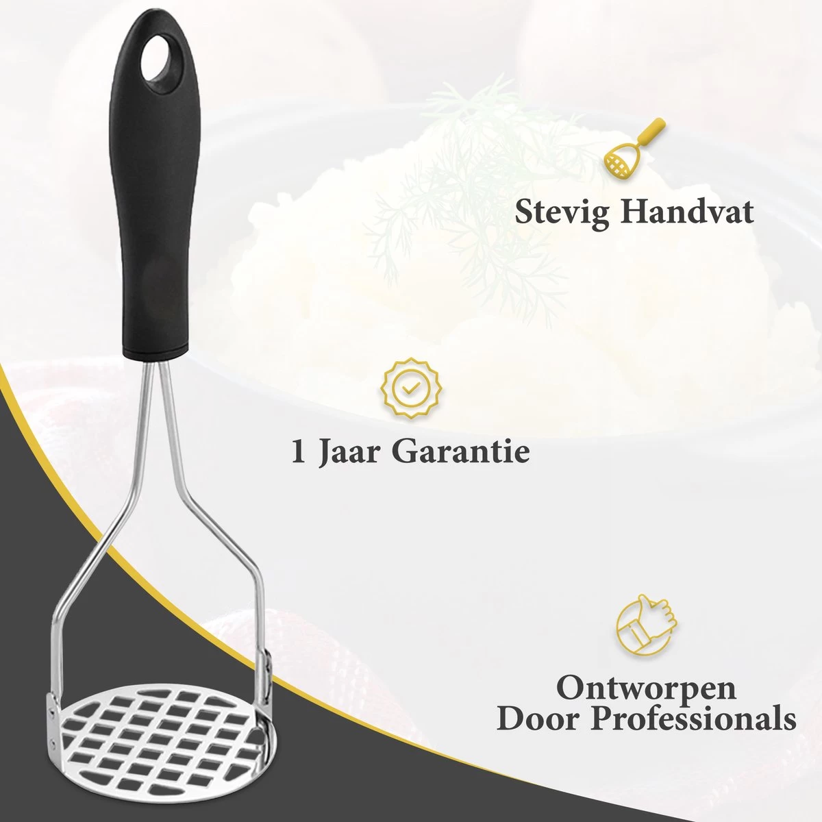ProudProducts - Aardappelstamper – Pureestamper - RVS 6 ProudProducts - Aardappelstamper – Pureestamper - RVS - Afbeelding 4