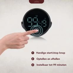 Nimma® Kookwekker - Digitale Keukenwekker - Magnetisch - Incl. Timer En Stopwatch - Draaiknop - Led - Zwart -Keukenbarbecue 1200x1200 1580