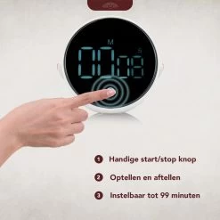 Nimma® Kookwekker - Digitale Keukenwekker - Magnetisch - Incl. Timer En Stopwatch - Draaiknop - Led - Wit -Keukenbarbecue 1200x1200 1588