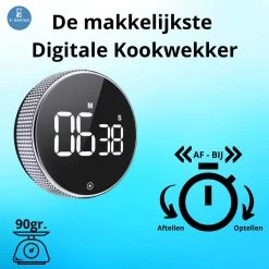 Digitale Kookwekker - Smart Timer - LED Display - Magnetisch Met Handige Draaiknop -Keukenbarbecue 1200x1200 1594