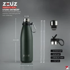 ZEUZ® Premium RVS Thermosfles & Drinkfles - Isoleerfles – Waterfles Met Rietje - BPA Vrij – 500 Ml - Mat Groen 11 ZEUZ® Premium RVS Thermosfles & Drinkfles - Isoleerfles – Waterfles Met Rietje - BPA Vrij – 500 Ml - Mat Groen -Keukenbarbecue 1200x1200 202