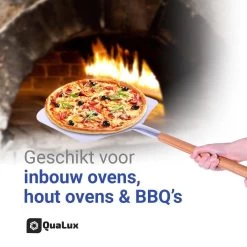 Qualux Pizzaschep Tweedelig – Pizzaschep Voor BBQ – Ophangbaar – Hout/rvs -Keukenbarbecue 1200x1200 474