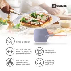 Qualux Pizzaschep Tweedelig – Pizzaschep Voor BBQ – Ophangbaar – Hout/rvs -Keukenbarbecue 1200x1200 476