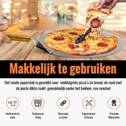 Inpro Pizzaschep RVS - Rond - Voor BBQ En Oven - Pizzaspatel - Taartschep - Houten Handvat - BBQ Gereedschap - Keukengerei - 30 Cm Diameter - Spatel -Keukenbarbecue 1200x1200 481