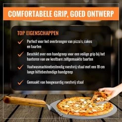 Inpro Pizzaschep RVS - Rond - Voor BBQ En Oven - Pizzaspatel - Taartschep - Houten Handvat - BBQ Gereedschap - Keukengerei - 30 Cm Diameter - Spatel -Keukenbarbecue 1200x1200 483