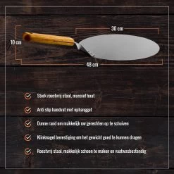 Inpro Pizzaschep RVS - Rond - Voor BBQ En Oven - Pizzaspatel - Taartschep - Houten Handvat - BBQ Gereedschap - Keukengerei - 30 Cm Diameter - Spatel -Keukenbarbecue 1200x1200 485