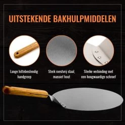 Inpro Pizzaschep RVS - Rond - Voor BBQ En Oven - Pizzaspatel - Taartschep - Houten Handvat - BBQ Gereedschap - Keukengerei - 30 Cm Diameter - Spatel -Keukenbarbecue 1200x1200 486